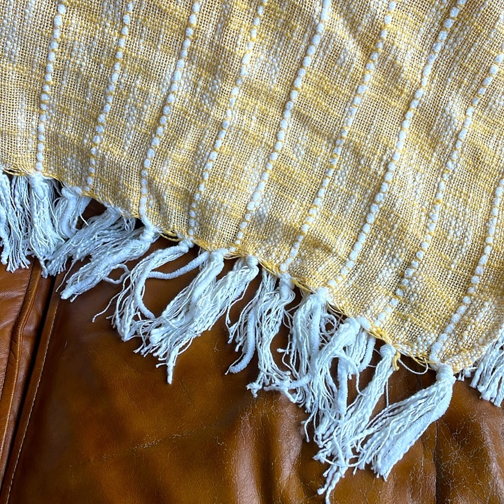 Artisan NY Home Yellow Loose Knit Decorative Throw Blanket Cozycore Scandi Boho - Picture 3 of 8